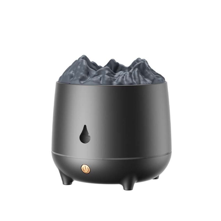 HS01 Simulation Flame Humidifier Home Aromatherapy Machine With Night Light(Black) by bashfashion