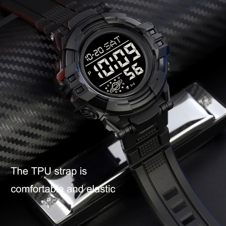 SKMEI 2003 Multifunctional Back Light Sports Watch Mens Countdown Date Alarm Clock Watch(Black Black Machine) by SKMEI