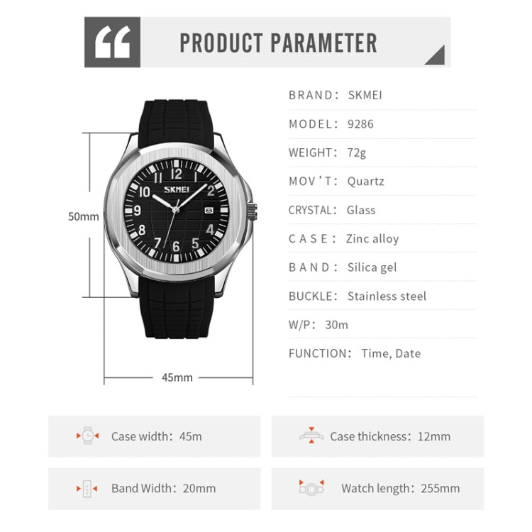 SKMEI 9286 Outdoor Sports Multifunctional Men Waterproof Quartz Watch(White) by SKMEI