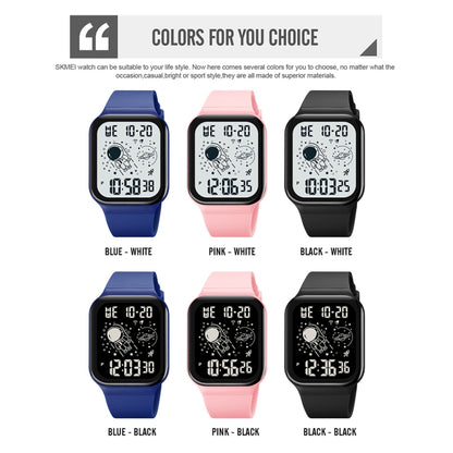 SKMEI 1863 Multifunctional Astronaut Student Digital Sports Square Watch(Black White Machine) by SKMEI