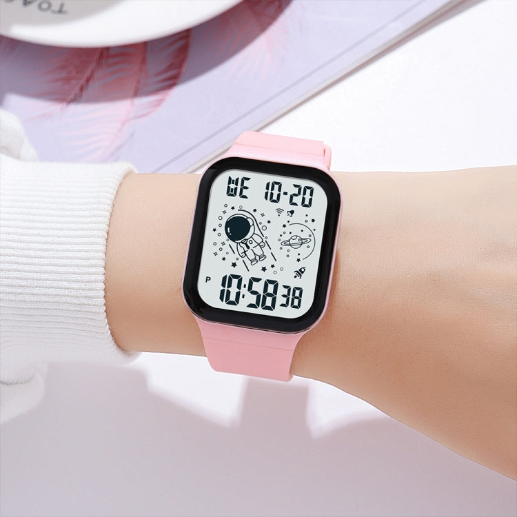 SKMEI 1863 Multifunctional Astronaut Student Digital Sports Square Watch(Black White Machine) by SKMEI