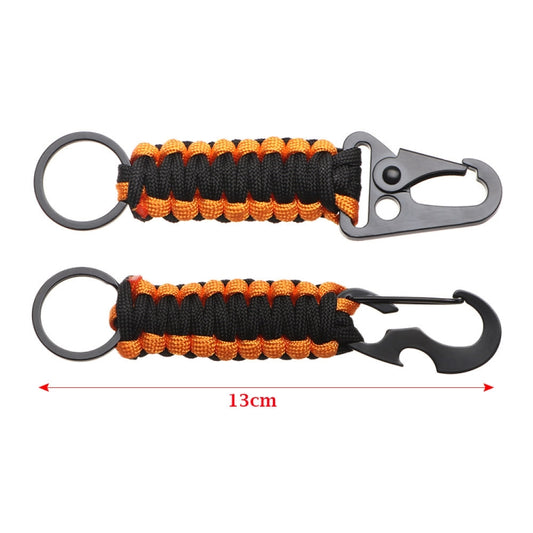 2pcs Outdoor Climbing Eagle Beak Buckle Umbrella Rope Hand-Woven Key Hanging Buckle(Black+Orange) by bashfashion
