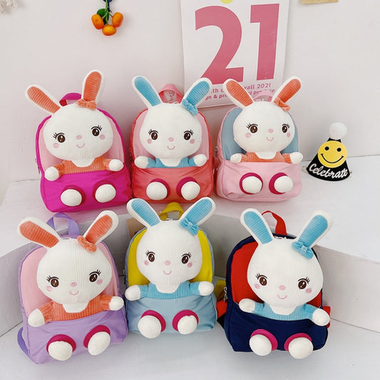 Kindergarten School Bag Plush Toy Children Cute Cartoon Backpack(Bunny Pink) by bashfashion