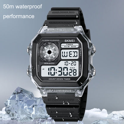 SKMEI 1998 Transparent Shell Ice Sensor Outdoor Sports Waterproof Multi-function Watch(Black) by SKMEI
