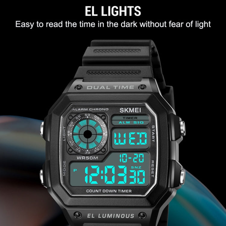 SKMEI 1998 Transparent Shell Ice Sensor Outdoor Sports Waterproof Multi-function Watch(Black) by SKMEI