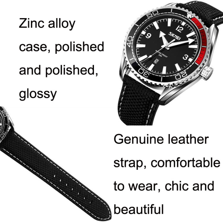 SKMEI 9291 Rotatable Dial Men Watch Outdoor Casual Business Waterproof Quartz Watch(Black) by SKMEI