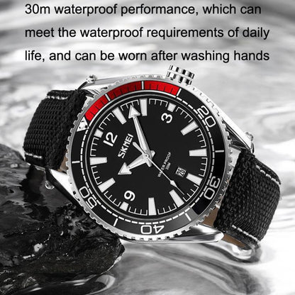 SKMEI 9291 Rotatable Dial Men Watch Outdoor Casual Business Waterproof Quartz Watch(Red) by SKMEI