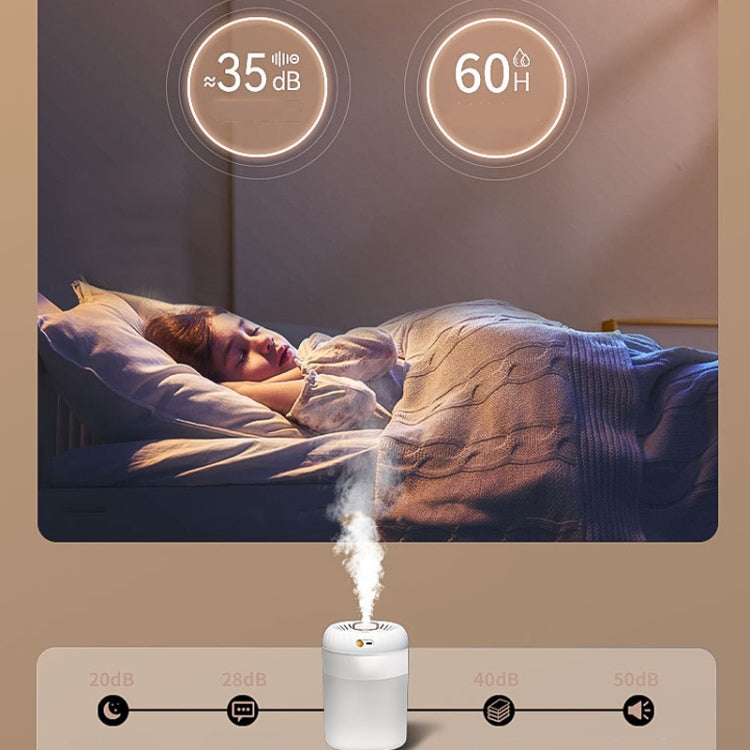 3000ml Double Nozzle Humidifier with Timing Digital Display and Colorful Ambient Light(White) by bashfashion