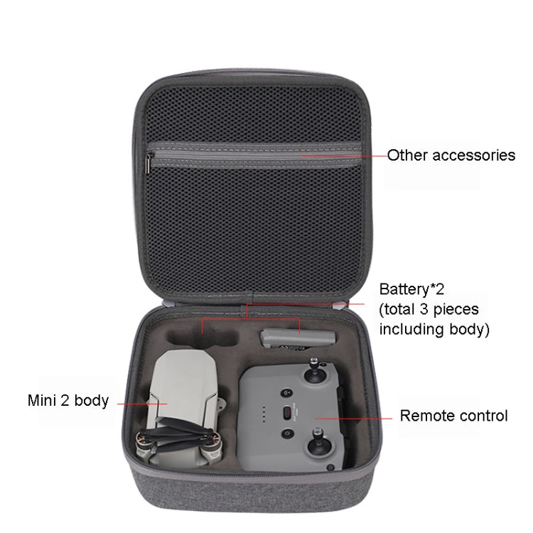 For DJI Mavic Mini 2 Dual Battery Storage Bag Handheld Protective Case(Light Grey) by bashfashion