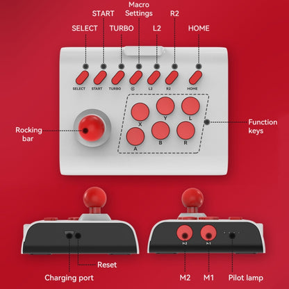 Y01 Bluetooth Wireless 2.4G Joystick Gamepad(White Red) by ANBERNIC