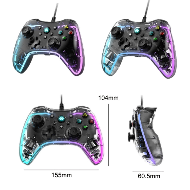 S03 Glare Transparent Wired Gamepad for Nintendo Switch/Sony PS/Computer(White) by bashfashion