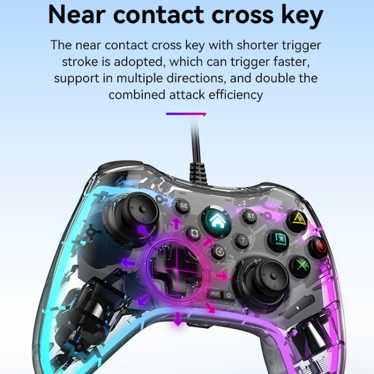 S03 Glare Transparent Wired Gamepad for Nintendo Switch/Sony PS/Computer(White) by bashfashion
