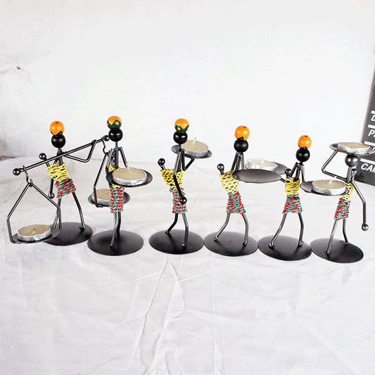 Retro Wrought Iron Man-shaped Candlestick Ornament Restaurant Table Decoration Props, Color: 22 by bashfashion