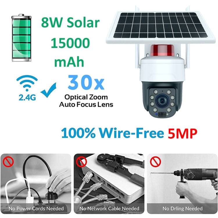 RH-Q10 Graffiti 5MP Wifi Wireless Solar Camera 30X Optical Zoom Auto Tracking Patrol IP66 Waterproof by bashfashion