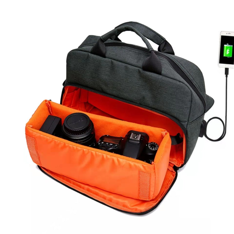 SLR Camera Bag Men Crossbody Photography Bag Waterproof Carrying Case with USB Charging Port, Size: Small by bashfashion