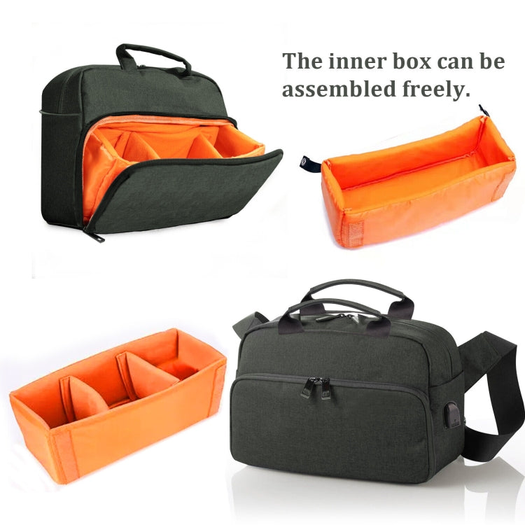 SLR Camera Bag Men Crossbody Photography Bag Waterproof Carrying Case with USB Charging Port, Size: Small by bashfashion