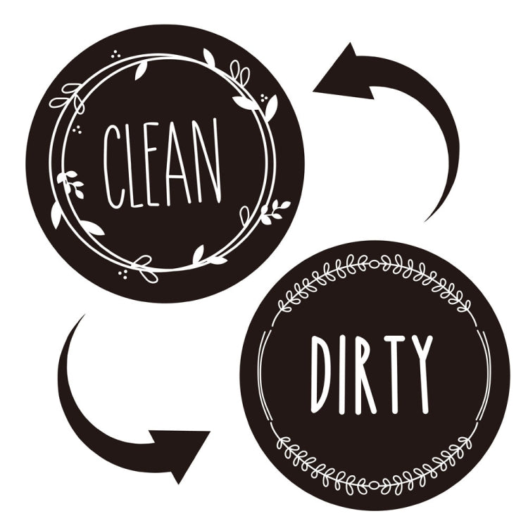 Dishwasher Round Magnet Clean Dirty Sign Double-Sided Dishwasher Magnet Cover(Black) by bashfashion