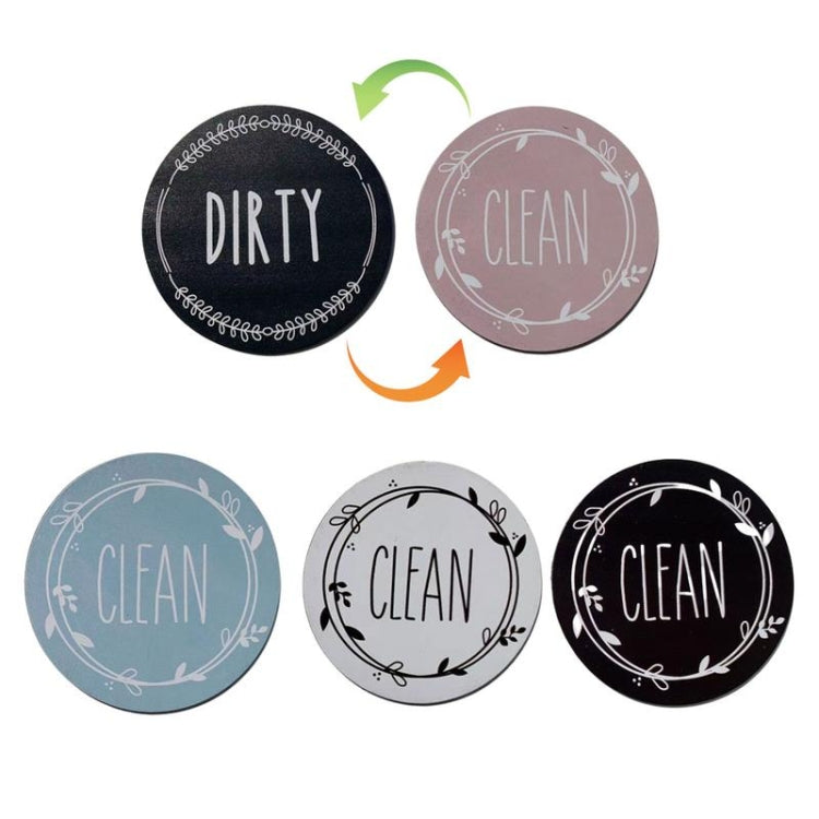 Dishwasher Round Magnet Clean Dirty Sign Double-Sided Dishwasher Magnet Cover(Black Blue) by bashfashion