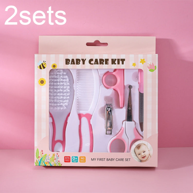 2sets 6 in 1 Baby Care Cleaning Kit Nail Scissors Combination Set, Color: Two-color Pink by bashfashion