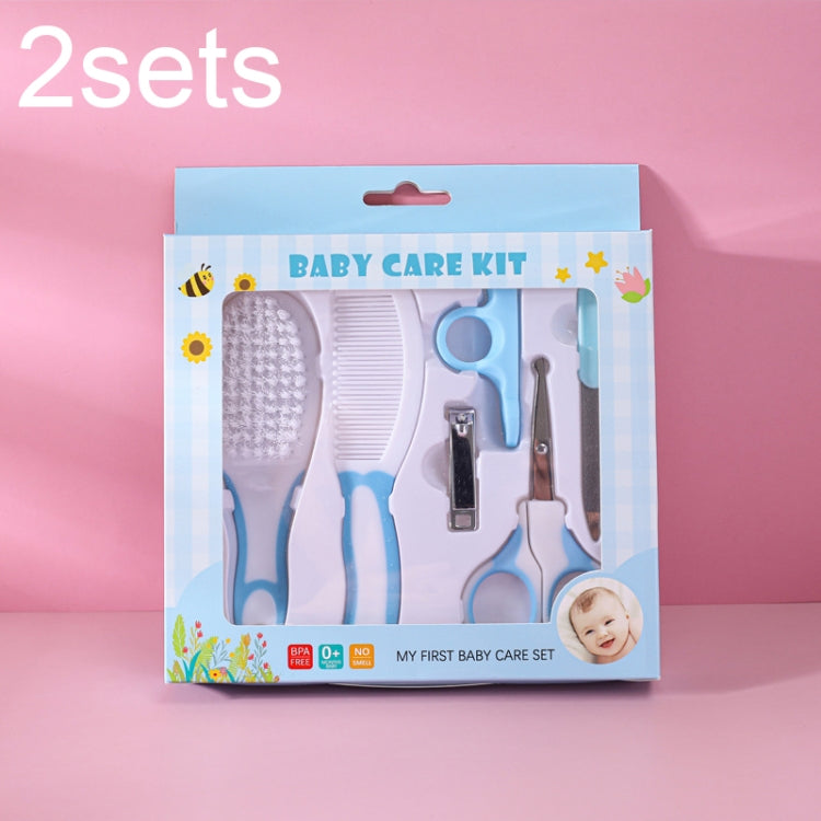 2sets 6 in 1 Baby Care Cleaning Kit Nail Scissors Combination Set, Color: Two-color Blue by bashfashion