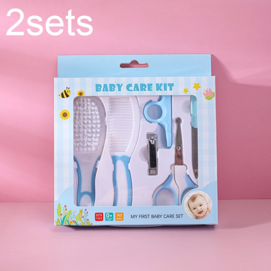 2sets 6 in 1 Baby Care Cleaning Kit Nail Scissors Combination Set, Color: Two-color Blue by bashfashion