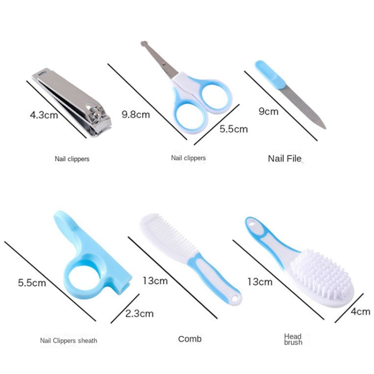 2sets 6 in 1 Baby Care Cleaning Kit Nail Scissors Combination Set, Color: Two-color Blue by bashfashion