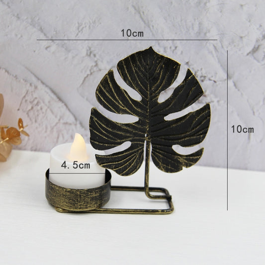 A Black Gold DH2303-03 Metal Retro Iron Art Candlesticks Ornament Table Candle Cup Decoration Props by bashfashion
