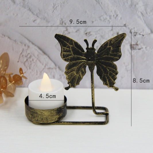 B Black Gold DH2303-03 Metal Retro Iron Art Candlesticks Ornament Table Candle Cup Decoration Props by bashfashion
