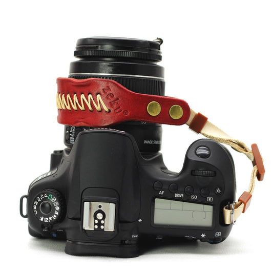 Zeku Retro Leather SLR Wristband Anti-drop Camera Wrist Strap without Camera(Red) by bashfashion