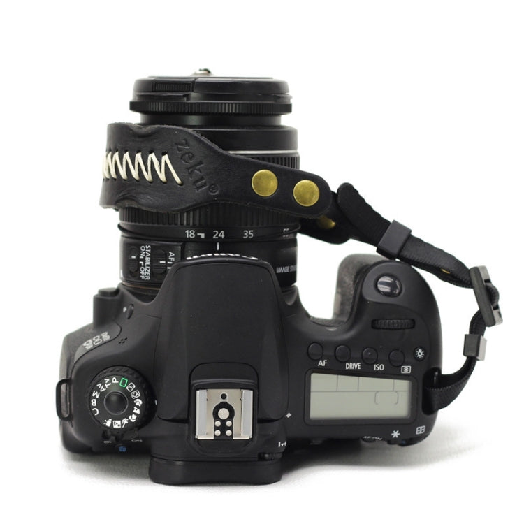 Zeku Retro Leather SLR Wristband Anti-drop Camera Wrist Strap without Camera(Black) by bashfashion