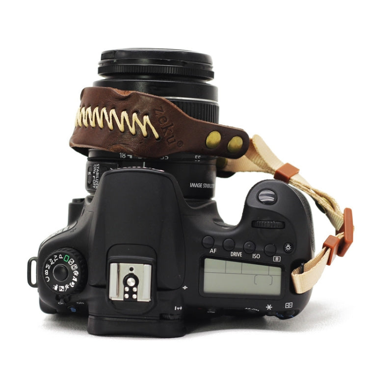 Zeku Retro Leather SLR Wristband Anti-drop Camera Wrist Strap without Camera(Coffee) by bashfashion