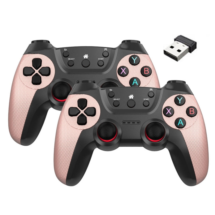 KM-029 2.4G One for Two Doubles Wireless Controller Support PC / Linux / Android / TVbox(Rose Pink) by bashfashion