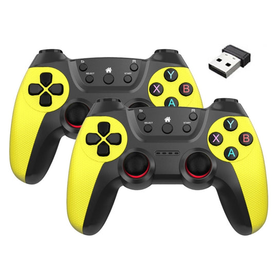 KM-029 2.4G One for Two Doubles Wireless Controller Support PC / Linux / Android / TVbox(Lemon Yellow) by bashfashion