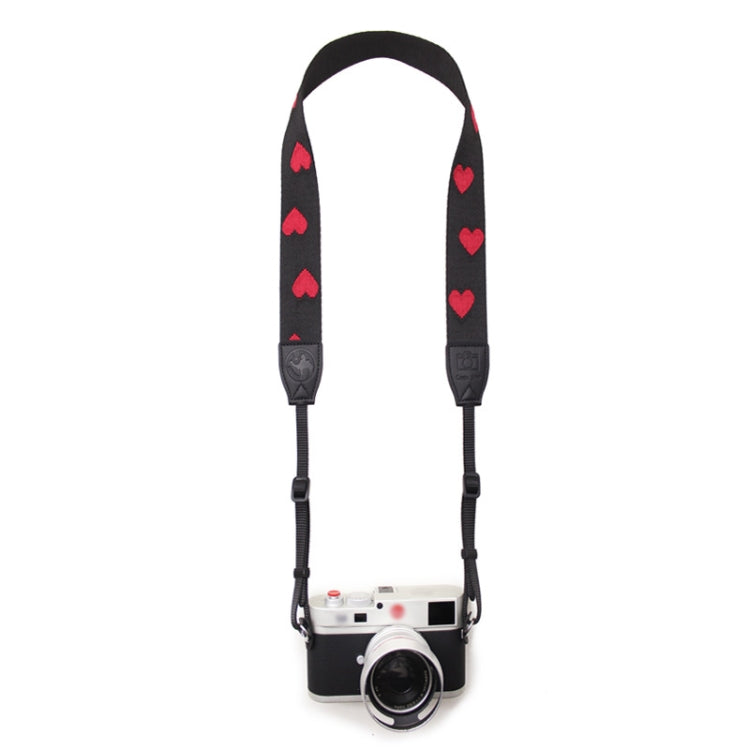Embroidered Heart Pattern SLR Camera Strap Mirrorless Camera Love Lanyard(Spades-B-Transfer) by bashfashion