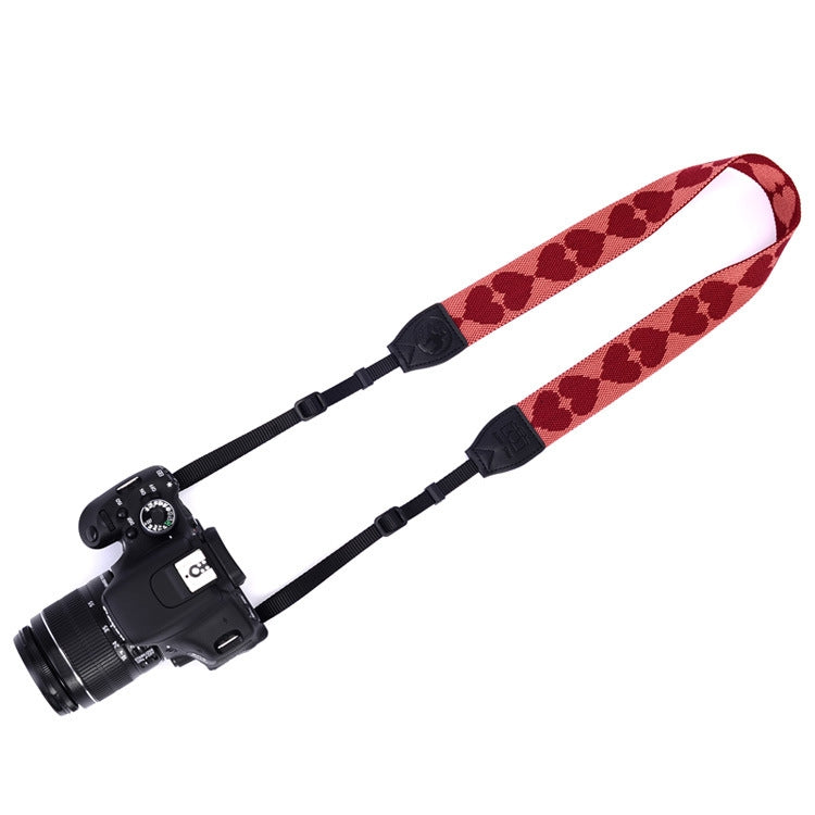 Embroidered Heart Pattern SLR Camera Strap Mirrorless Camera Love Lanyard(Spades-A-Metal Ring) by bashfashion