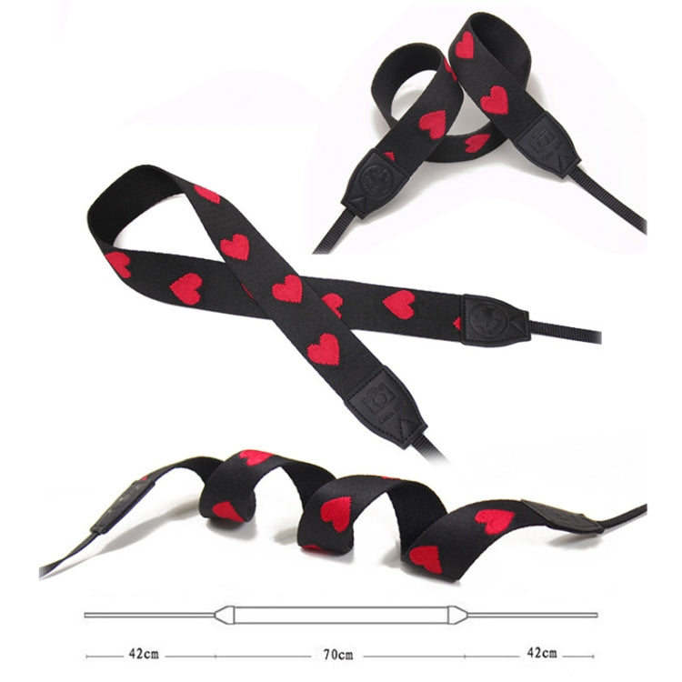 Embroidered Heart Pattern SLR Camera Strap Mirrorless Camera Love Lanyard(Spades-B-Transfer) by bashfashion