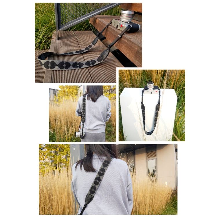 Embroidered Heart Pattern SLR Camera Strap Mirrorless Camera Love Lanyard(Girl Heart-A-Metal Ring) by bashfashion