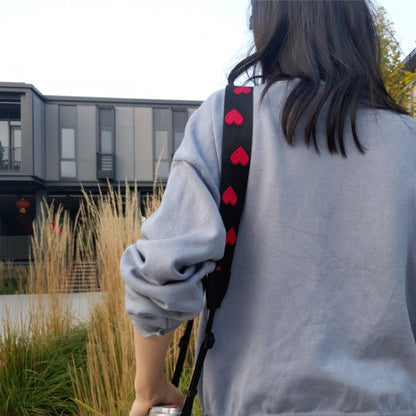 Embroidered Heart Pattern SLR Camera Strap Mirrorless Camera Love Lanyard(Classic 08-B-Transfer) by bashfashion