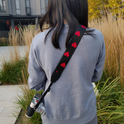 Embroidered Heart Pattern SLR Camera Strap Mirrorless Camera Love Lanyard(Girl Heart-A-Metal Ring) by bashfashion