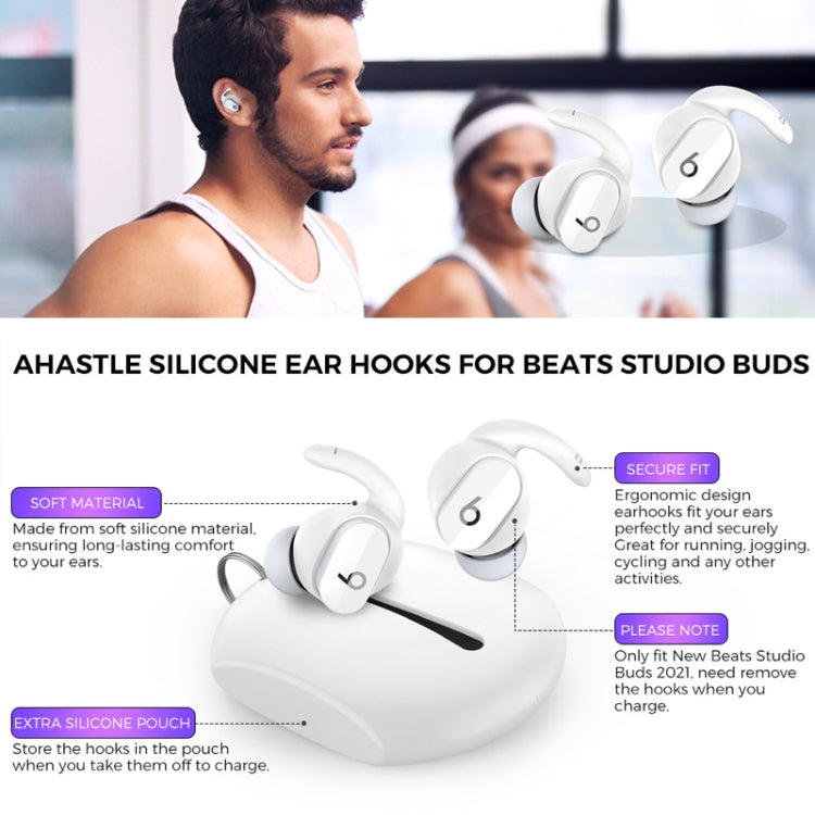 For Beats Studio Buds AhaStyle PT172 Earphone Silicone Ear Caps, Style: Earcap x 3+Case (White) by AhaStyle