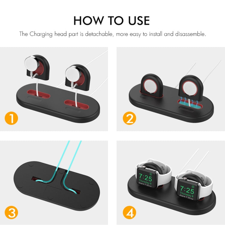 For Apple Watch / Earphone AhaStyle PT116 Universal Plastic Stand Dual Charging Storage Base(Pink) by AhaStyle