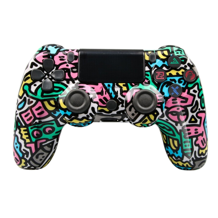 For PS4 Wireless Bluetooth Game Controller With Light Strip Dual Vibration Game Handle(Letter) by bashfashion