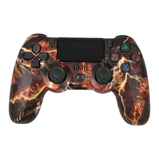 For PS4 Wireless Bluetooth Game Controller With Light Strip Dual Vibration Game Handle(Fire Ghost) by bashfashion