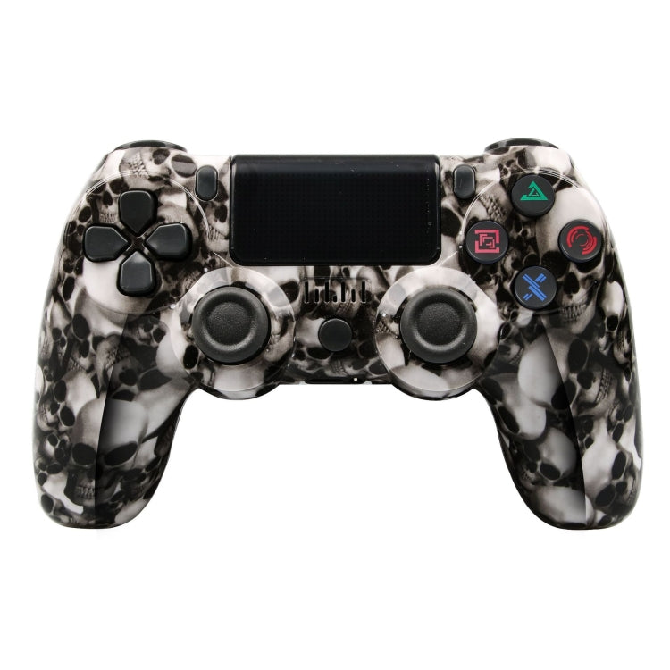 For PS4 Wireless Bluetooth Game Controller With Light Strip Dual Vibration Game Handle(Skeleton) by bashfashion