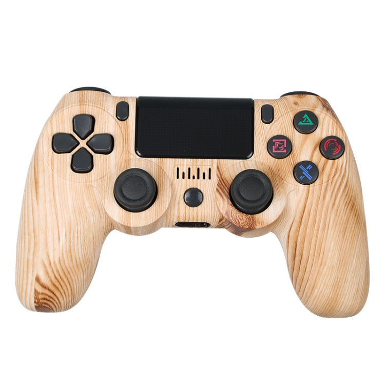 For PS4 Wireless Bluetooth Game Controller With Light Strip Dual Vibration Game Handle(Wood Grain) by bashfashion