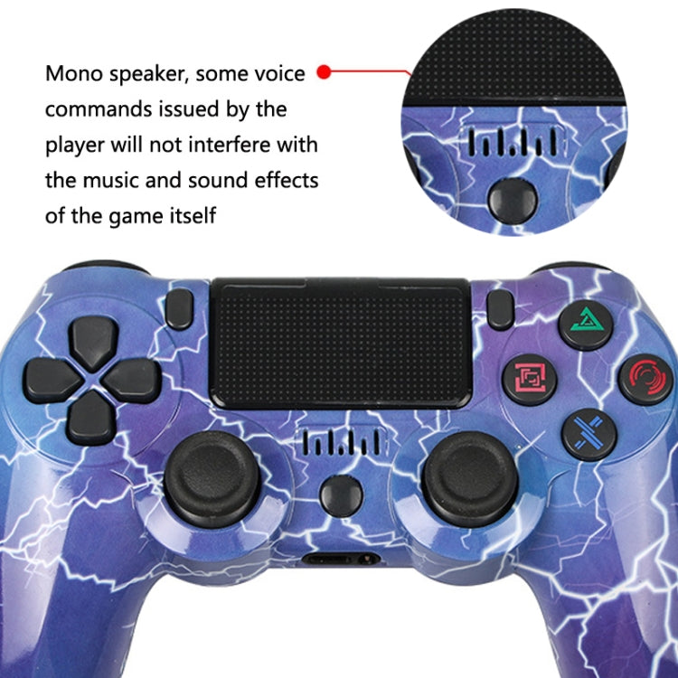 For PS4 Wireless Bluetooth Game Controller With Light Strip Dual Vibration Game Handle(Camouflage Blue) by bashfashion