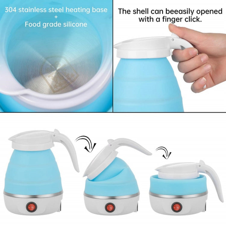 Portable Folding Silicone Electric Kettle for Household Travel EU Plug 220V(Blue) by bashfashion