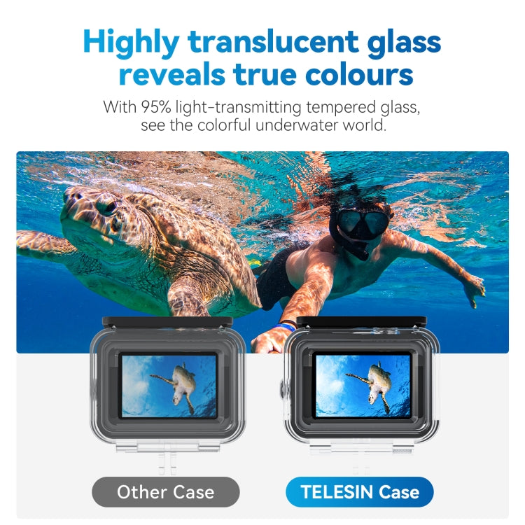 For GoPro Hero11 Black / HERO10 Black / HERO9 Black TELESIN Waterproof Case Full Scene Anti-Fog Underwater Diving Housing by TELESIN