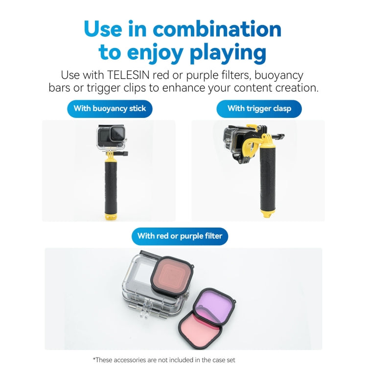 For GoPro Hero11 Black / HERO10 Black / HERO9 Black TELESIN Waterproof Case Full Scene Anti-Fog Underwater Diving Housing by TELESIN