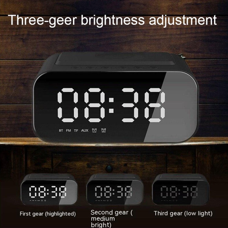 BT510 15W LED Clock Wireless Charging Bluetooth Speaker Multifunctional Smart Mirror Alarm Clock Audio(Iron Black) by bashfashion